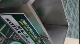 Kondisi kotak amal Masjid Al Falahiyah Kp Panggang Desa Slapajang Kecamatan Cisoka yang dibobol maling, Sabtu (08/02/2025)