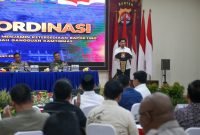 Wakil Gubernur A Dimyati Natakusumah menyampaikan kata sambutan pada Rakor jelang Ramadhan 1446 H