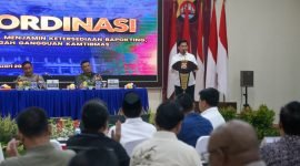 Wakil Gubernur A Dimyati Natakusumah menyampaikan kata sambutan pada Rakor jelang Ramadhan 1446 H