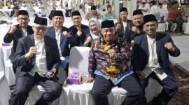 Sekretaris Daerah sekaligus Ketua Umum LPTQ Cilegon, Maman Mauludin bersama jajaran pejabat saat menghadiri MTQ XXII Tingkat Provinsi Banten, Sabtu 26 April 2025