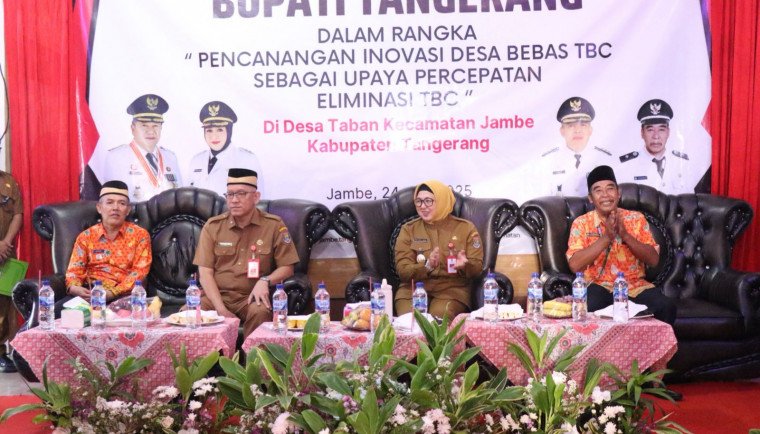 Wakil Bupati Tangerang Intan Nurul Hikmah bersama Kadinkes Muhamad Muchlis hadiri Launching Pencanangan Inovasi Desa Bebas TBC di Desa Taban Kecamatan Jambe Kabupaten Tangerang