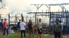 Kobong Ponpes Salafiyah Al Mubradiin di Desa Bantar Panjang Kecamatan Tigaraksa Kabupaten Tangerang yang kebakaran diduga akibat konsleteing aliran listrik