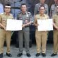 Berpose bersama usai acara Lauching Program Satpol PP Menyapa Masyarakat, dari kiri Camat Tigaraksa Cucu Abdurrosyied, Kasatpol PP Ana Supriyatna, Kasi Dinkes Dahyani, Sekda Soma Atmja