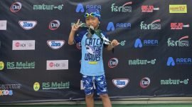 Azka Zhafran Rosyad berhasil meraih juara 2 Kejuaraan Fun Swimming Cup 2025 HUT Yonif 203/AK