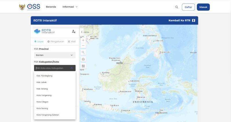 RDTR Kabupaten Tangerang belum terintegrasi dengan aplikasi OSS RBA